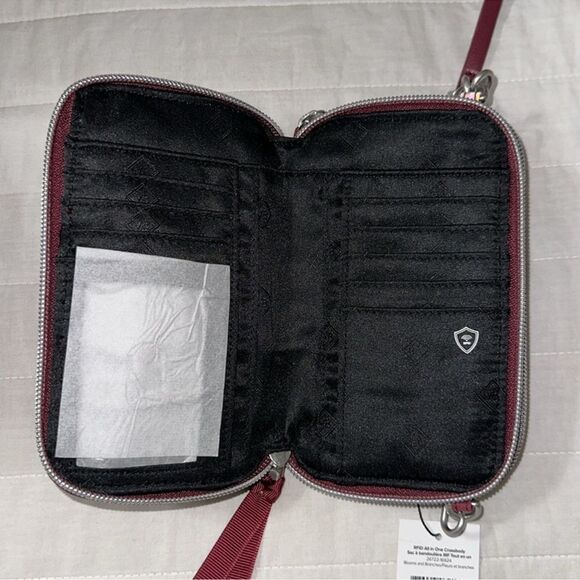 Vera Bradley RFID Blooms and Branches Burgundy Floral Crossbody Wallet Bag Purse - Picture 14 of 16